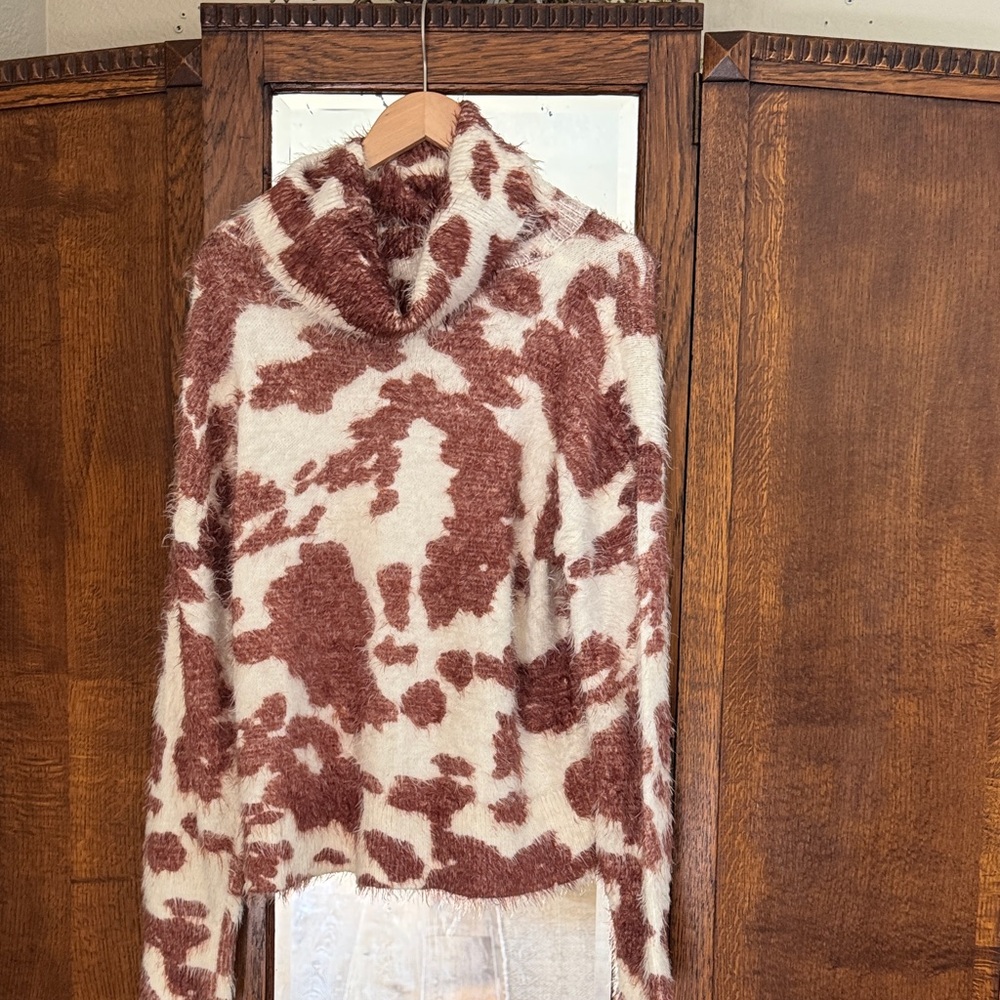 Show Me Your MuMu Brown and Cream Cowl Neck Sweater